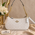 NEW COACH Teri 2Way Shoulder Bag Signature Coated Canvas White outlet CA548