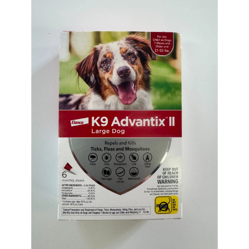 K9 Advantix II 6 Doses Flea, Tick, & Mosquito Prevention For 21-55lbs Large Dogs