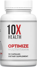 10X Health Optimize Methylated Multivitamin for Men - 90 Capsules, 34 in 1 Formu