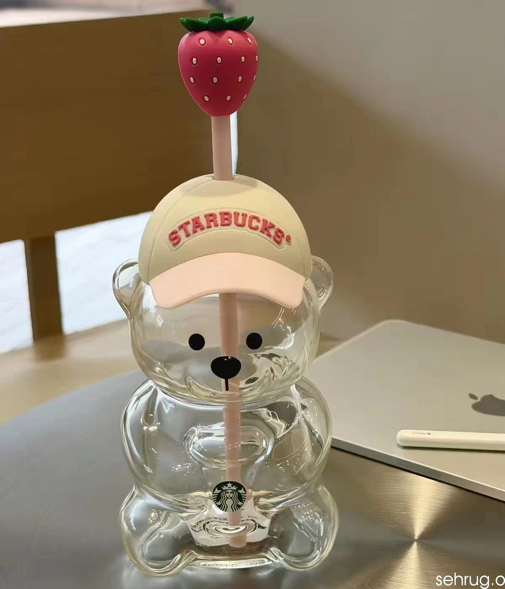 Starbucks Bearista Bear Cup Tumblers With Strawberry Topper Baseball Cap 2026