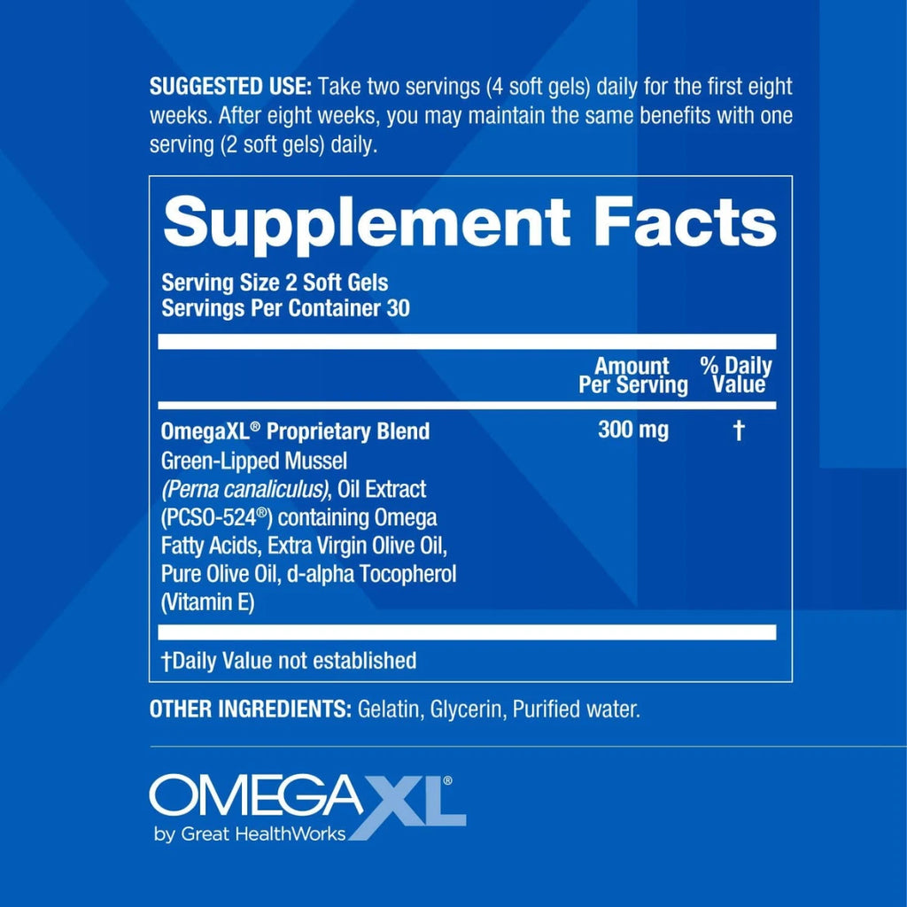 Omega XL Natural Joint Muscle Support Omega 3 Joint Pain Relief 60 Softgels