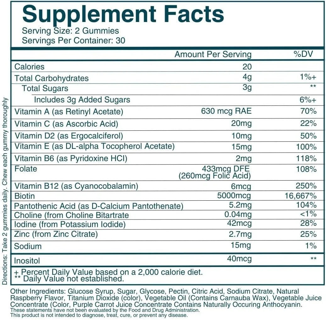 Hair, Skin & Nails Support Gummies – Vegan Biotin Vitamin Formula for Beauty & Wellness