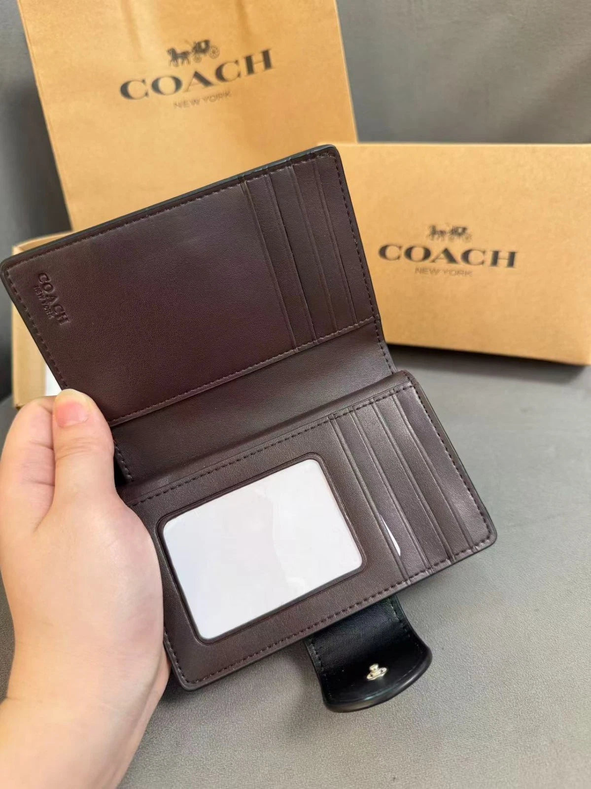 NEW COACH Medium Corner Zip Wallet With Star Print CW530 Black