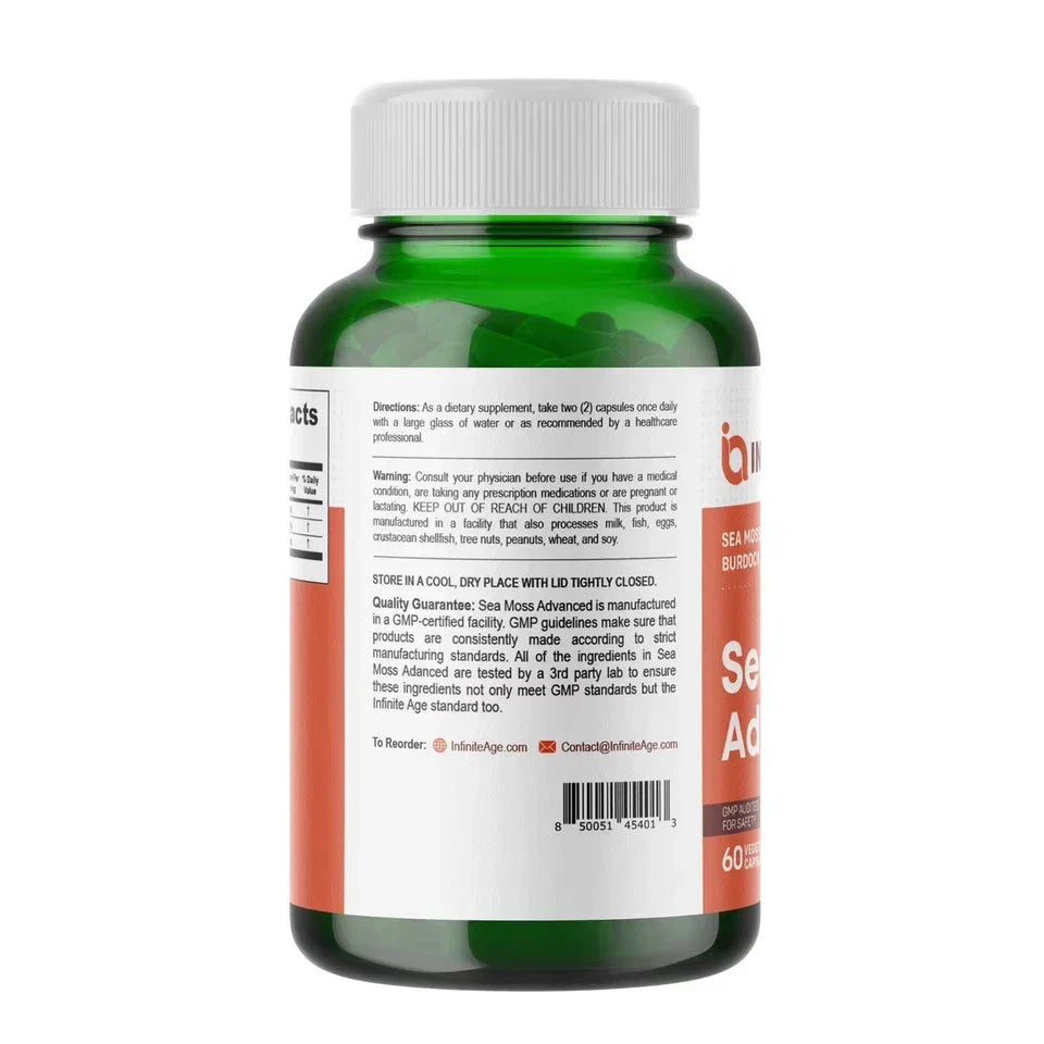 INFINITE AGE 1250mg Sea Moss Advanced Superfood, High-Potency, Vegan - 60 Count